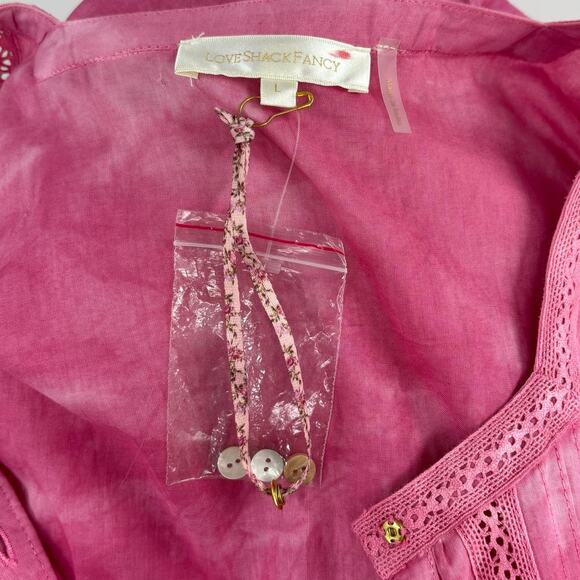 LoveshackFancy Edie Bordeaux Pink Tie Dye Cotton Midi Dress - Picture 10 of 12